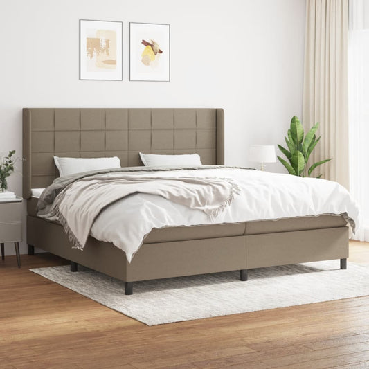 vidaXL Cama box spring con colchón tela gris taupe 200x200 cm