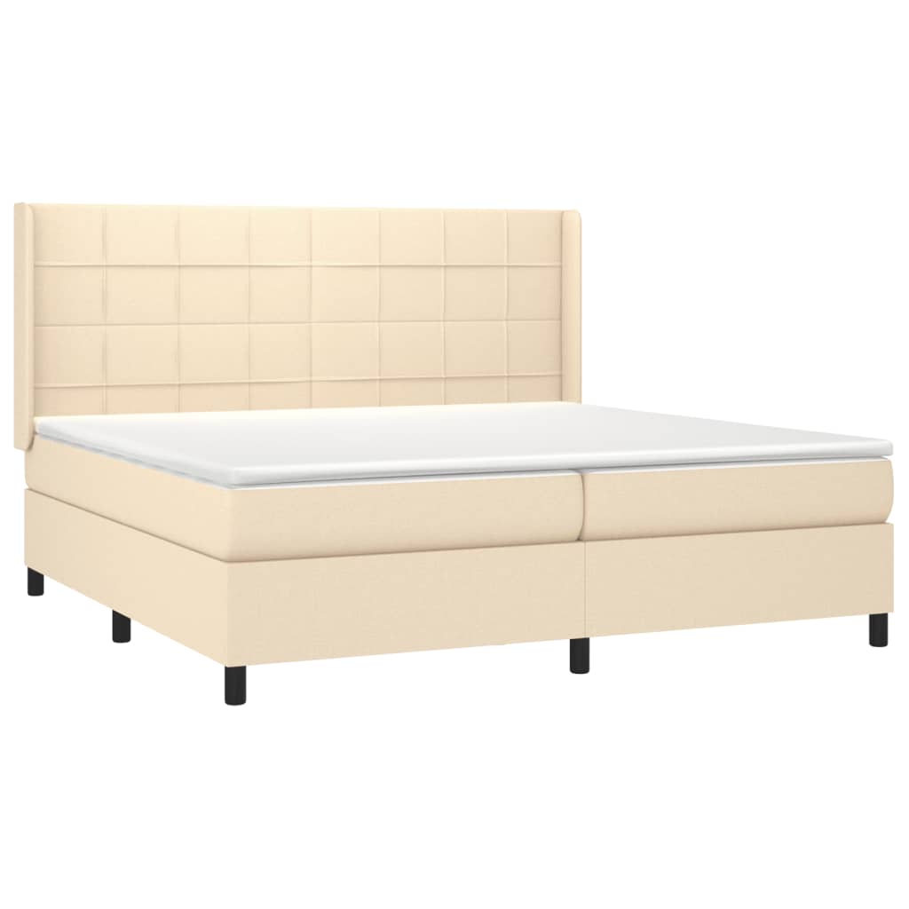 vidaXL Cama box spring con colchón tela color crema 200x200 cm