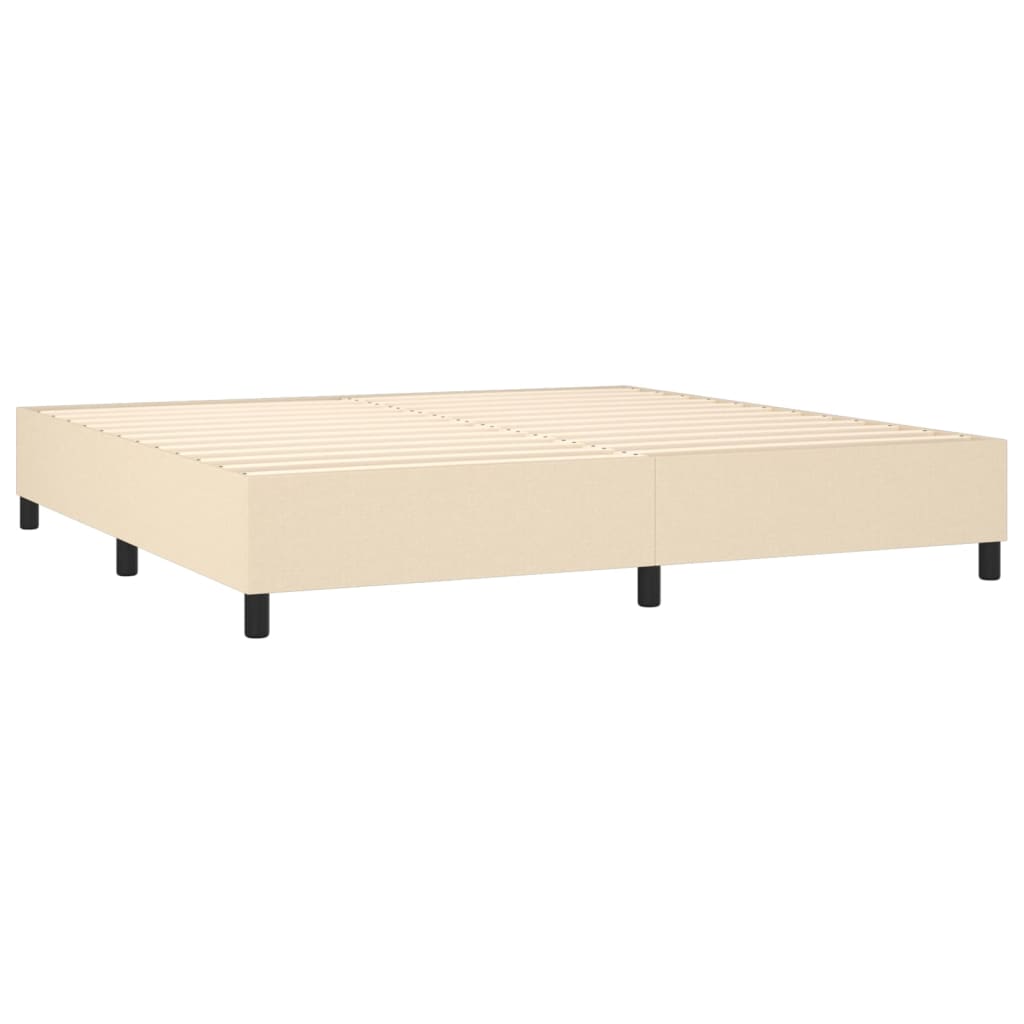 vidaXL Cama box spring con colchón tela color crema 200x200 cm