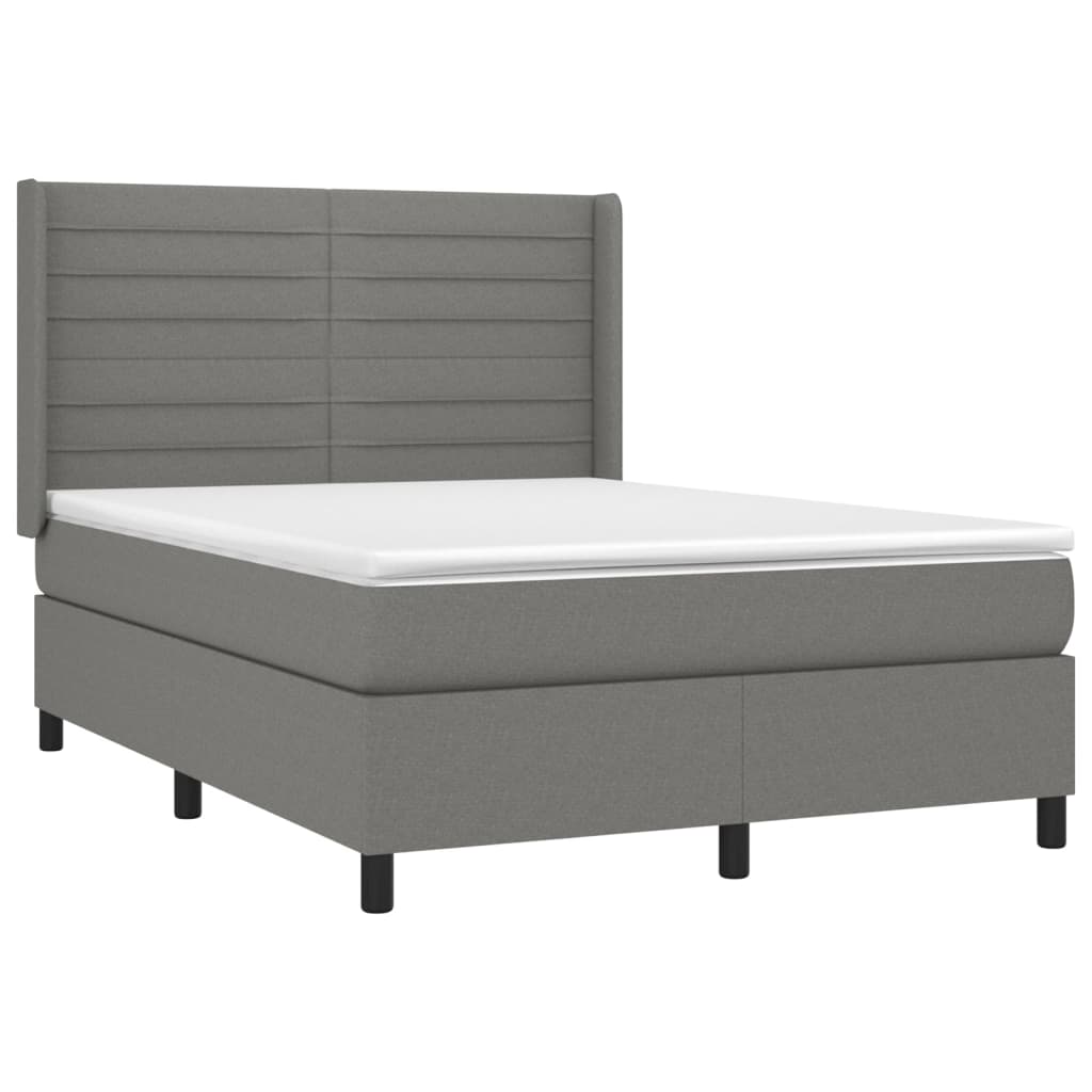 vidaXL Cama box spring con colchón tela gris oscuro 140x190 cm