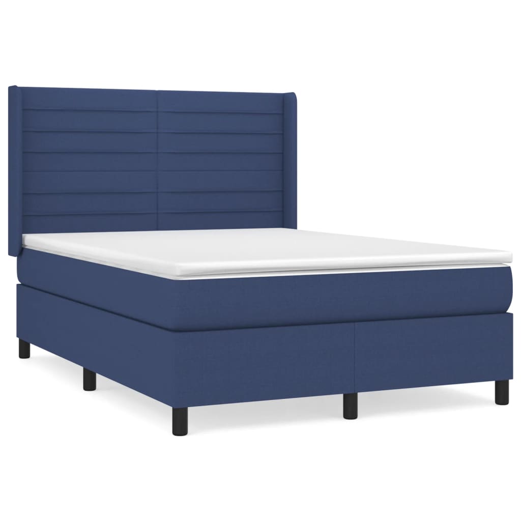 vidaXL Cama box spring con colchón tela azul 140x190 cm