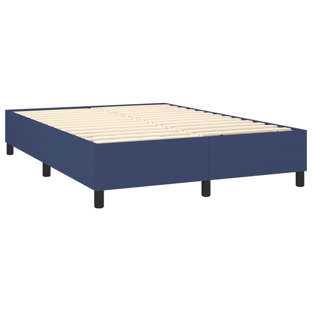 vidaXL Cama box spring con colchón tela azul 140x190 cm