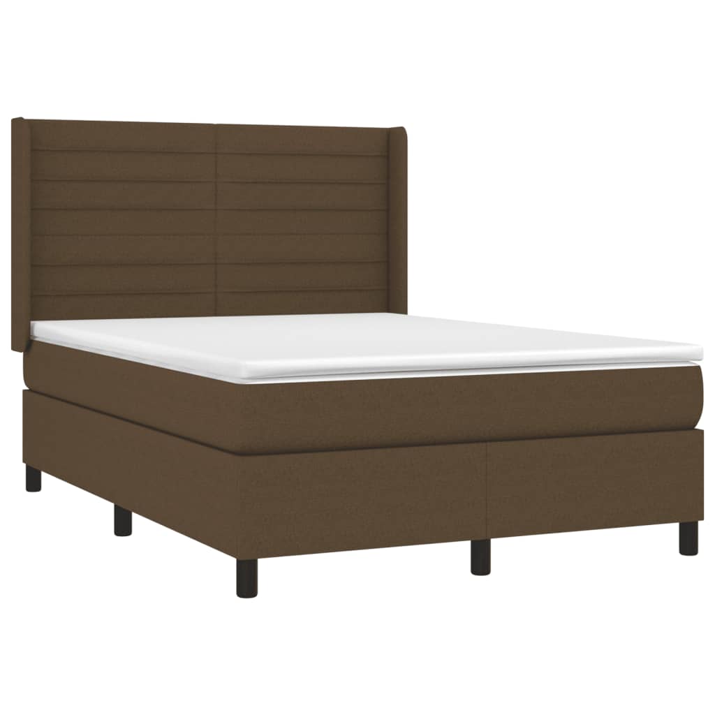 vidaXL Cama box spring con colchón tela marrón oscuro 140x200 cm