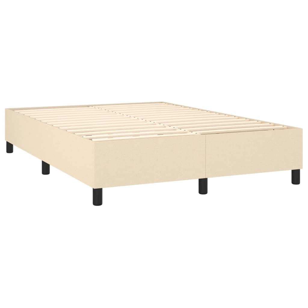 vidaXL Cama box spring con colchón tela color crema 140x200 cm