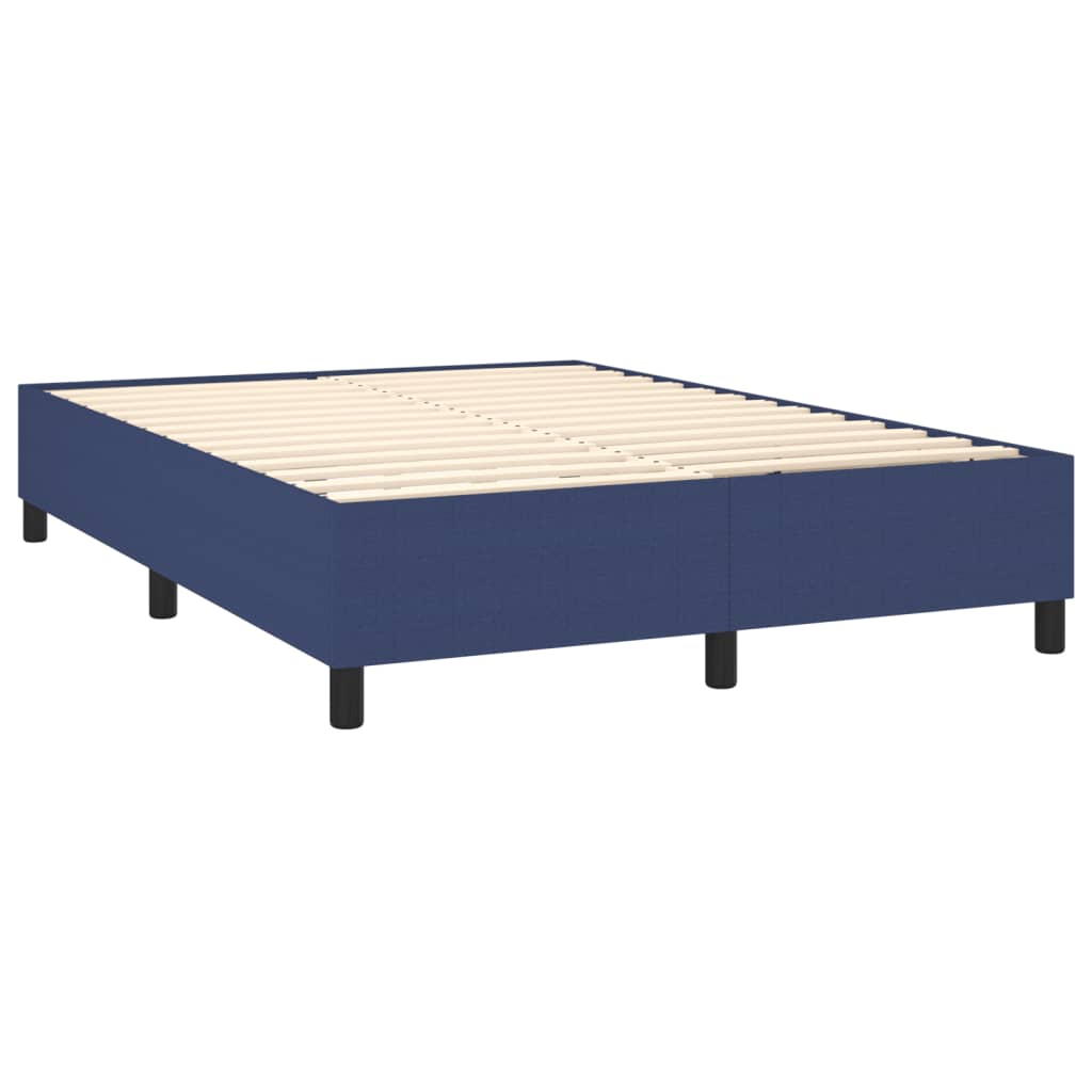 vidaXL Cama box spring con colchón tela azul 140x200 cm