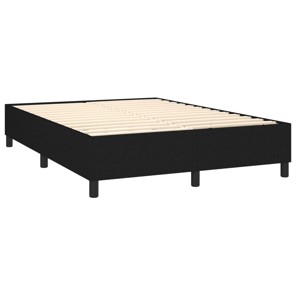 vidaXL Cama box spring con colchón tela negro 140x200 cm