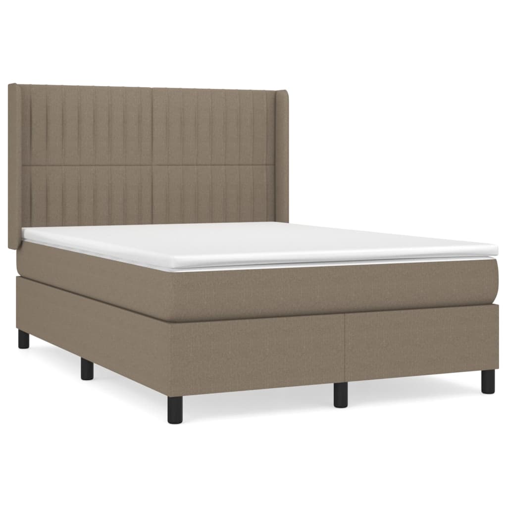 vidaXL Cama box spring con colchón tela gris taupe 140x200 cm