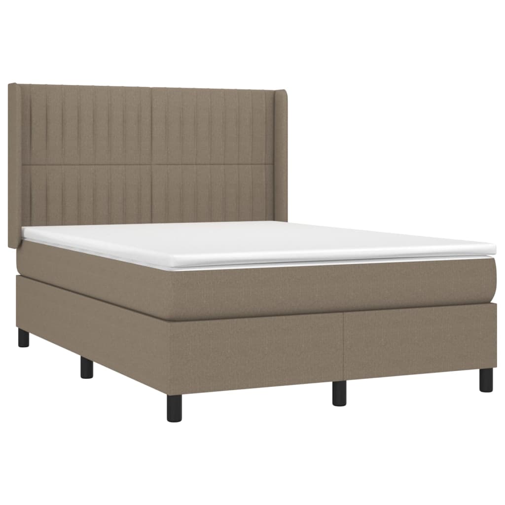 vidaXL Cama box spring con colchón tela gris taupe 140x200 cm