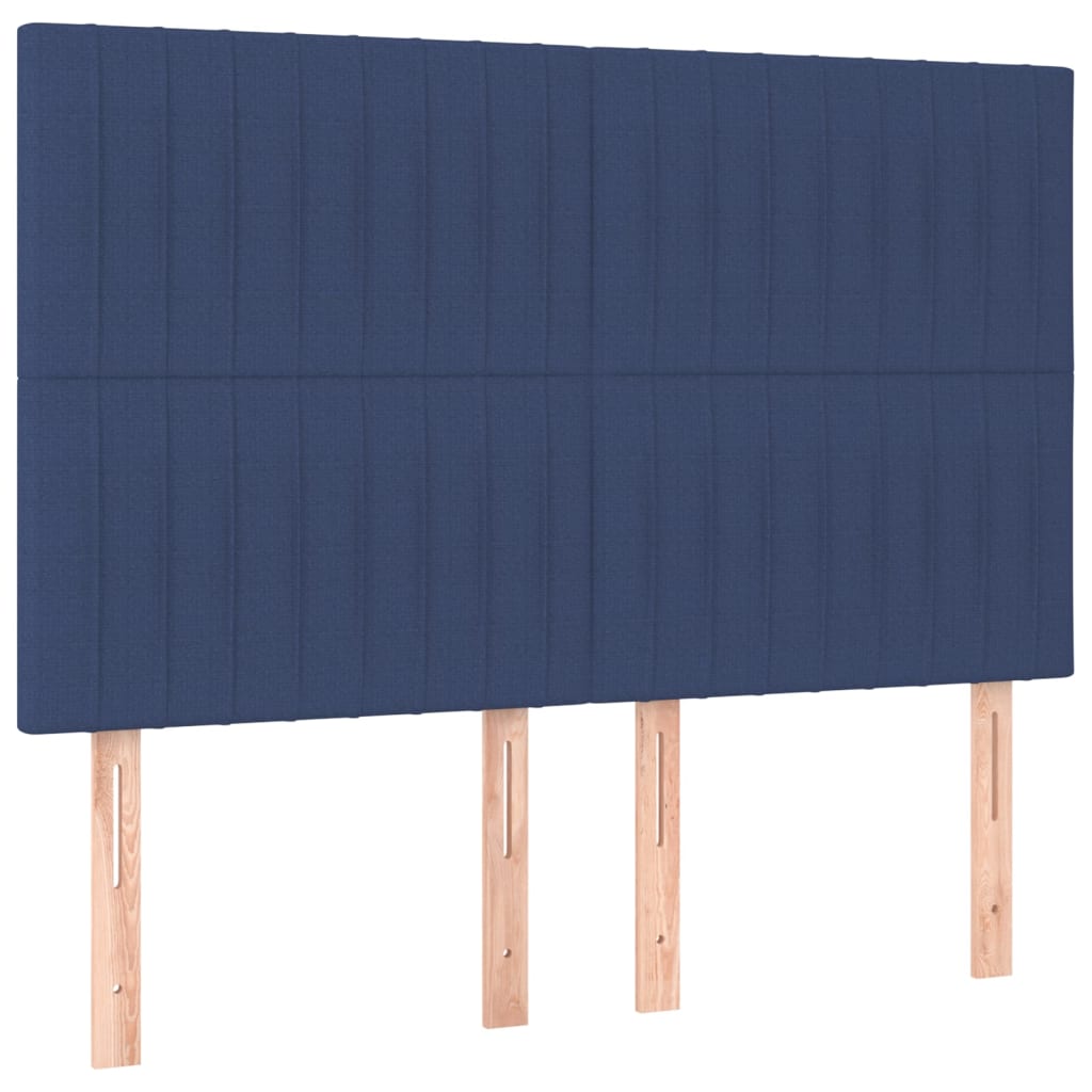 vidaXL Cama box spring con colchón tela azul 140x200 cm