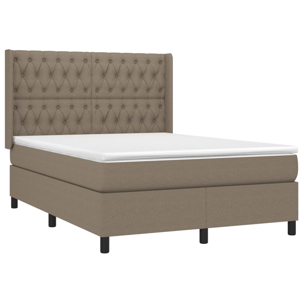 vidaXL Cama box spring con colchón tela gris taupe 140x200 cm