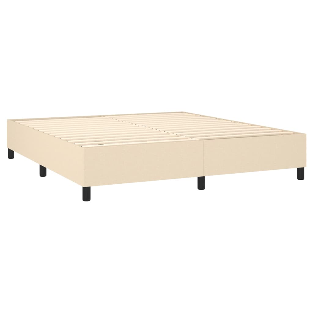 vidaXL Cama box spring con colchón tela color crema 160x200 cm