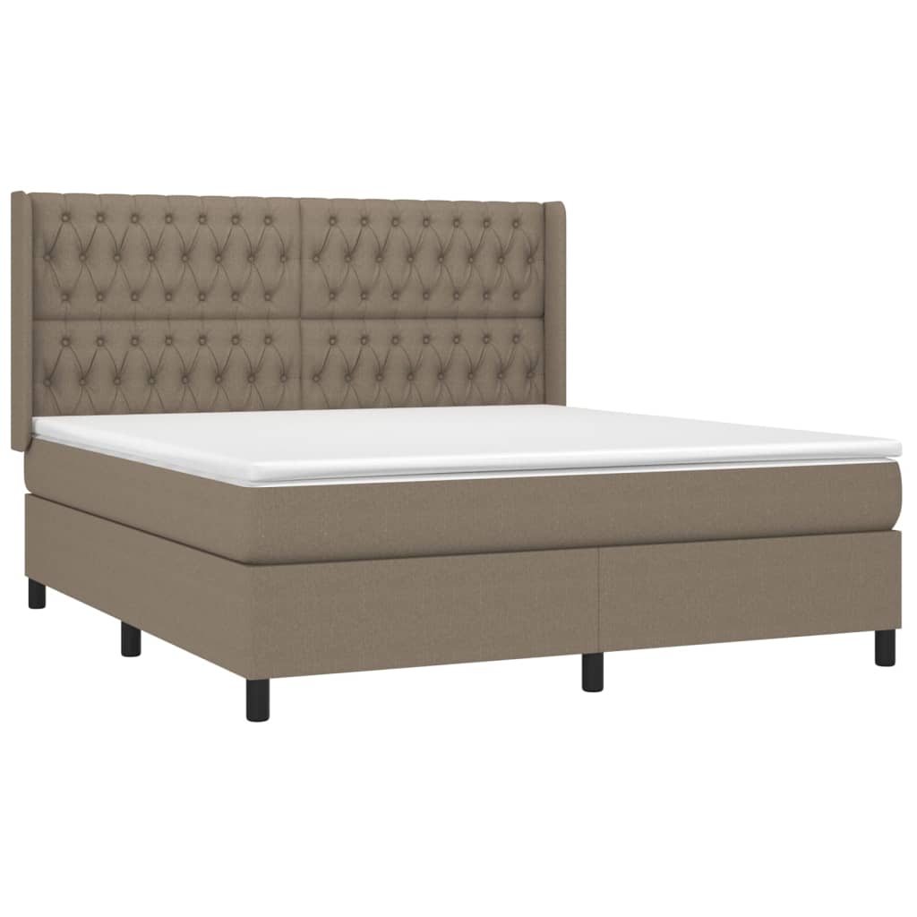 vidaXL Cama box spring con colchón tela gris taupe 180x200 cm