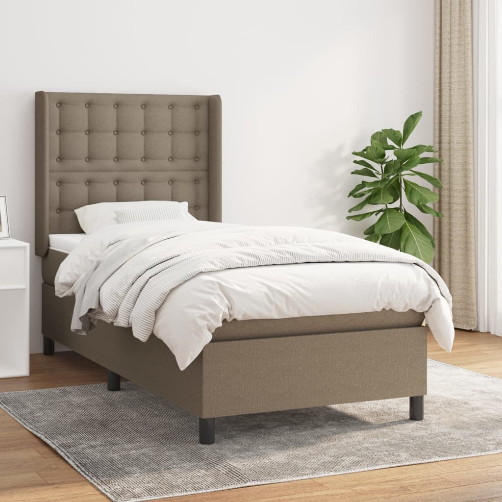 vidaXL Cama box spring con colchón tela gris taupe 80x200 cm