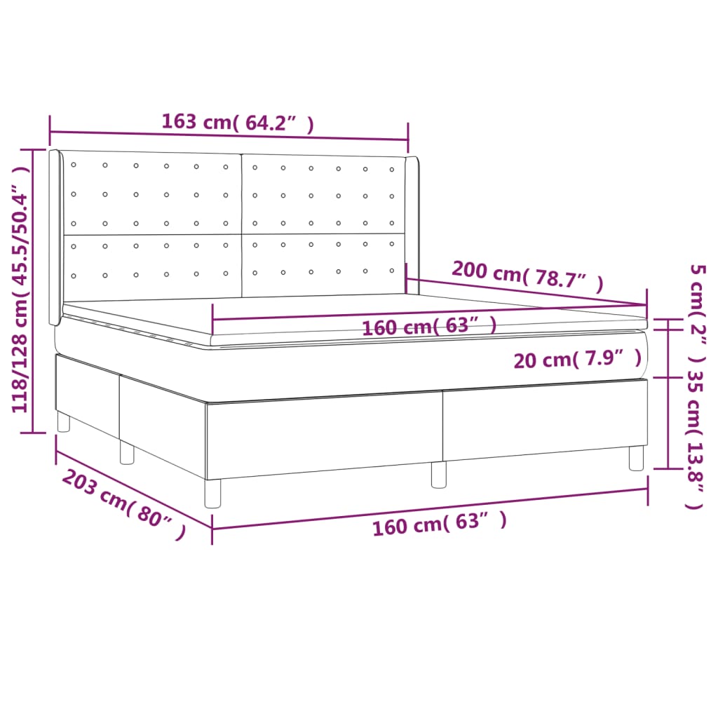 vidaXL Cama box spring con colchón tela azul 160x200 cm