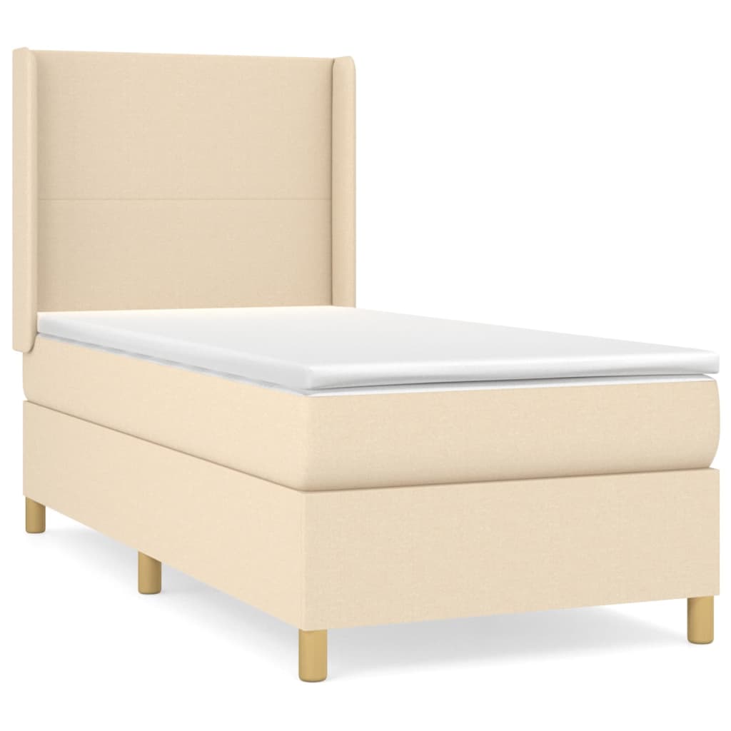 vidaXL Cama box spring con colchón tela color crema 80x200 cm