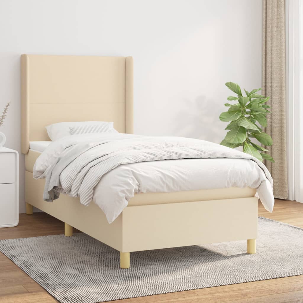 vidaXL Cama box spring con colchón tela color crema 80x200 cm