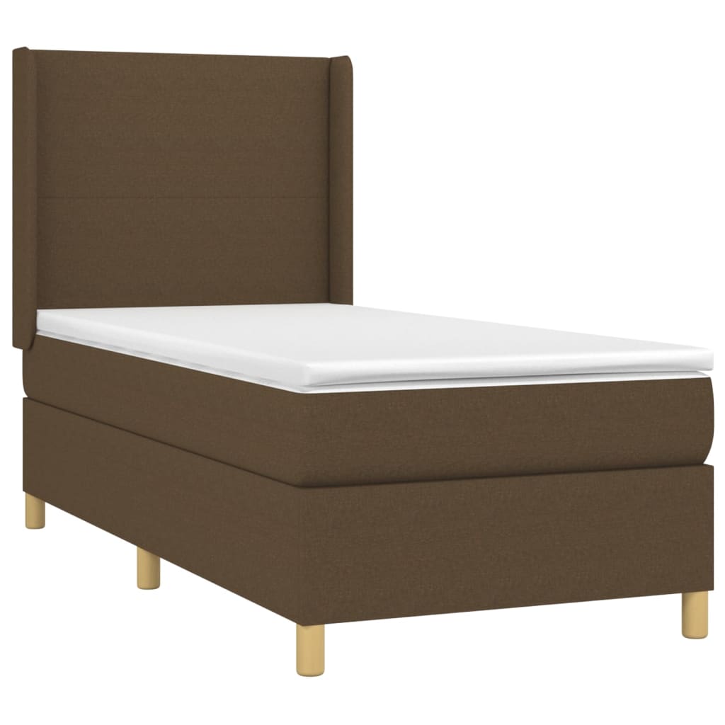 vidaXL Cama box spring con colchón tela marrón oscuro 100x200 cm