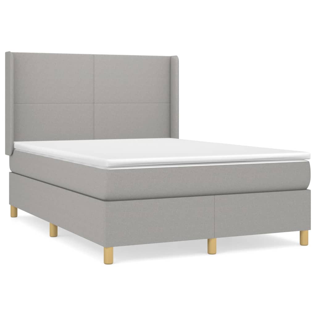 vidaXL Cama box spring con colchón tela gris claro 140x200 cm