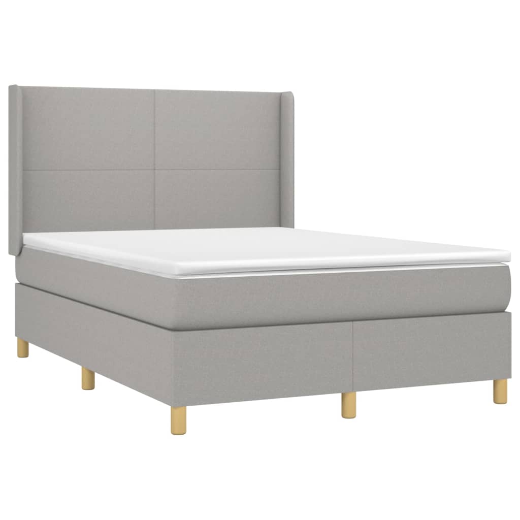 vidaXL Cama box spring con colchón tela gris claro 140x200 cm