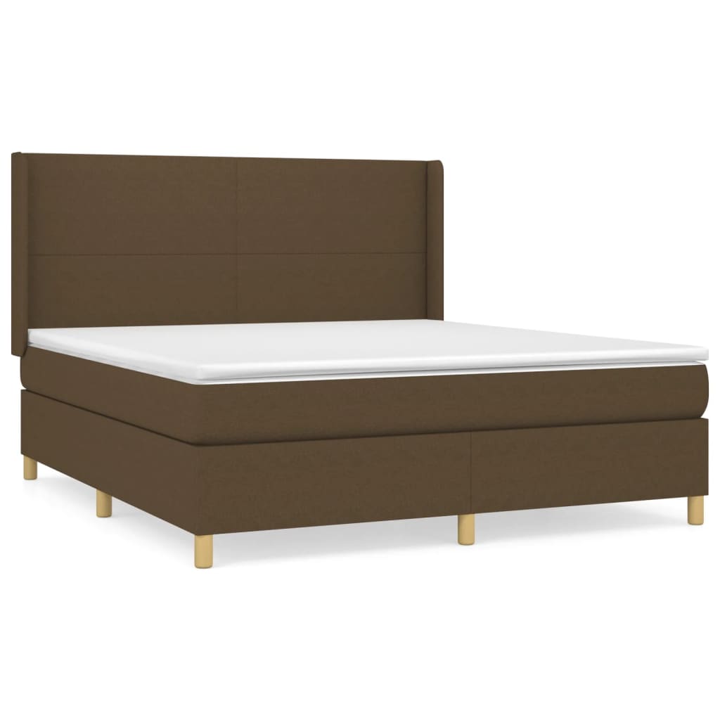 vidaXL Cama box spring con colchón tela marrón oscuro 180x200 cm