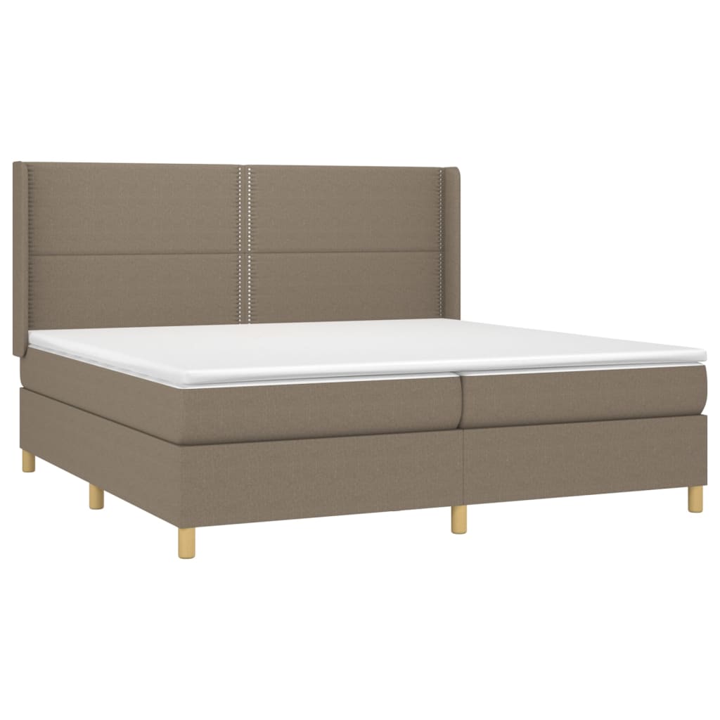 vidaXL Cama box spring con colchón tela gris taupe 200x200 cm