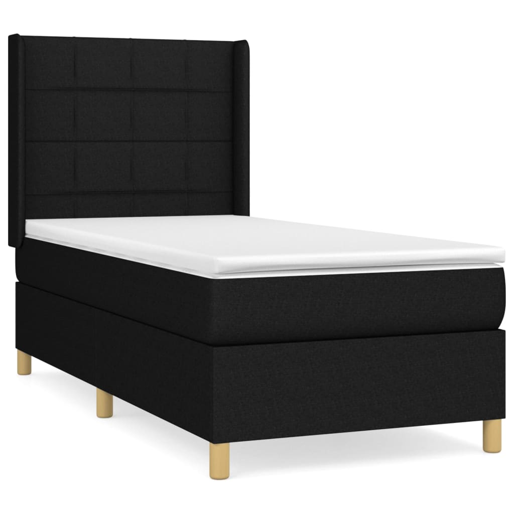 vidaXL Cama box spring con colchón tela negro 80x200 cm