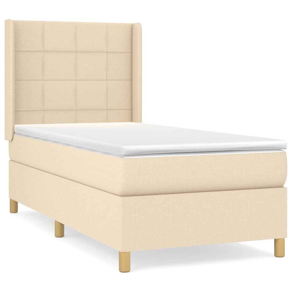 vidaXL Cama box spring con colchón tela color crema 80x200 cm