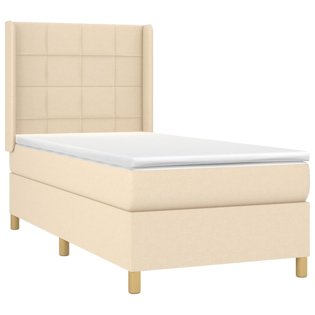 vidaXL Cama box spring con colchón tela color crema 80x200 cm