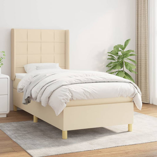 vidaXL Cama box spring con colchón tela color crema 80x200 cm