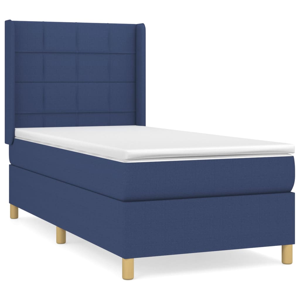 vidaXL Cama box spring con colchón tela azul 80x200 cm