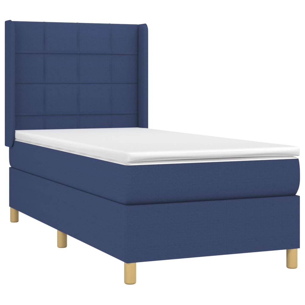 vidaXL Cama box spring con colchón tela azul 80x200 cm