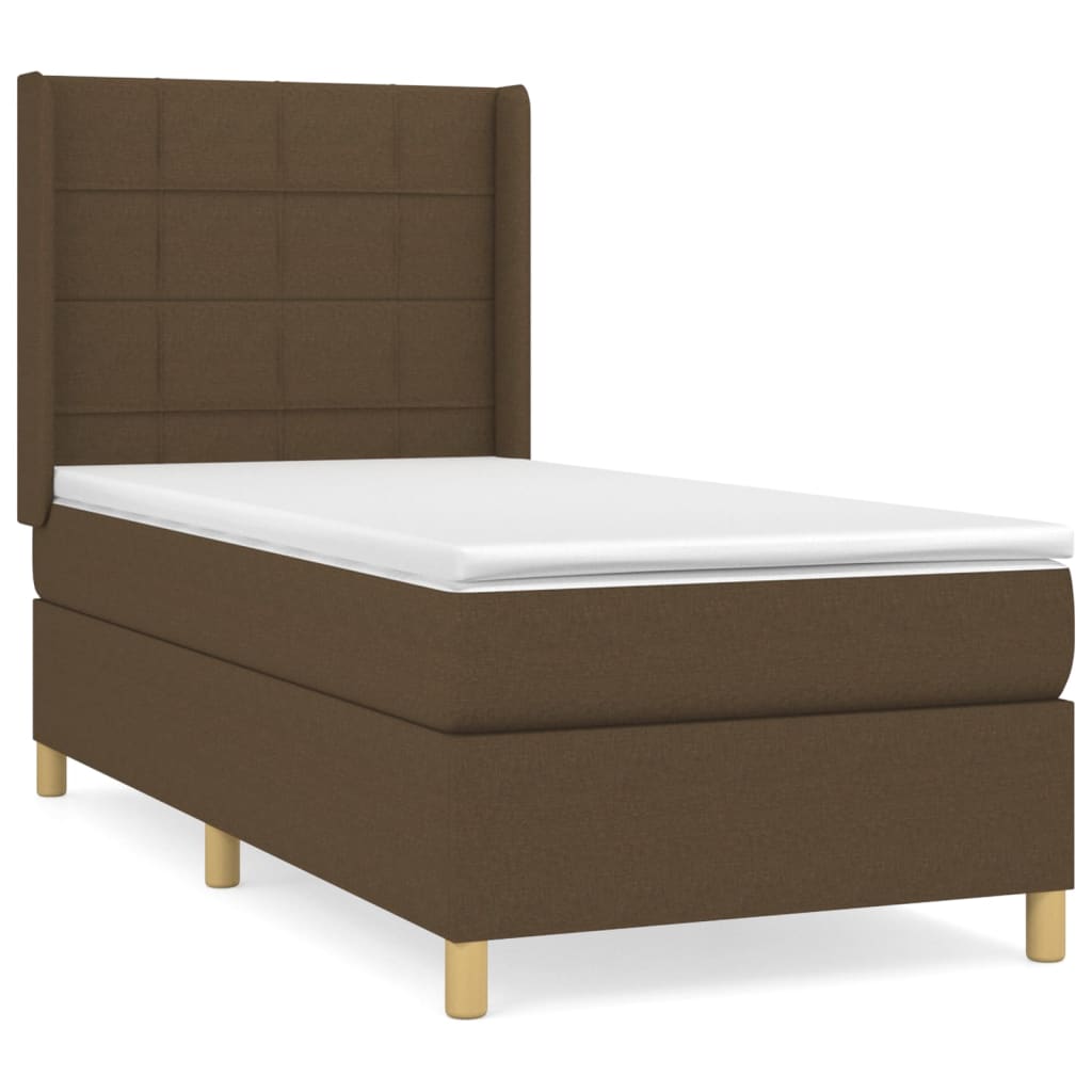 vidaXL Cama box spring con colchón tela marrón oscuro 90x190 cm