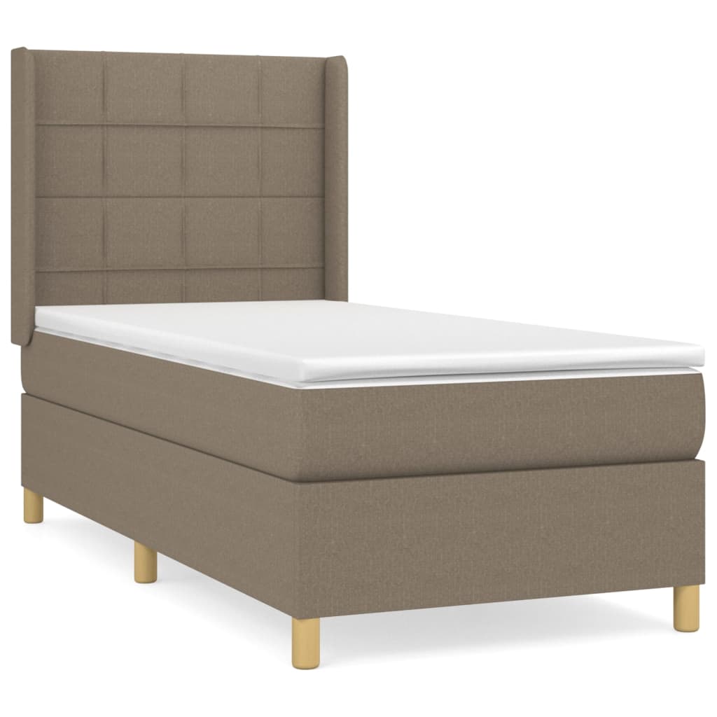 vidaXL Cama box spring con colchón tela gris taupe 90x190 cm