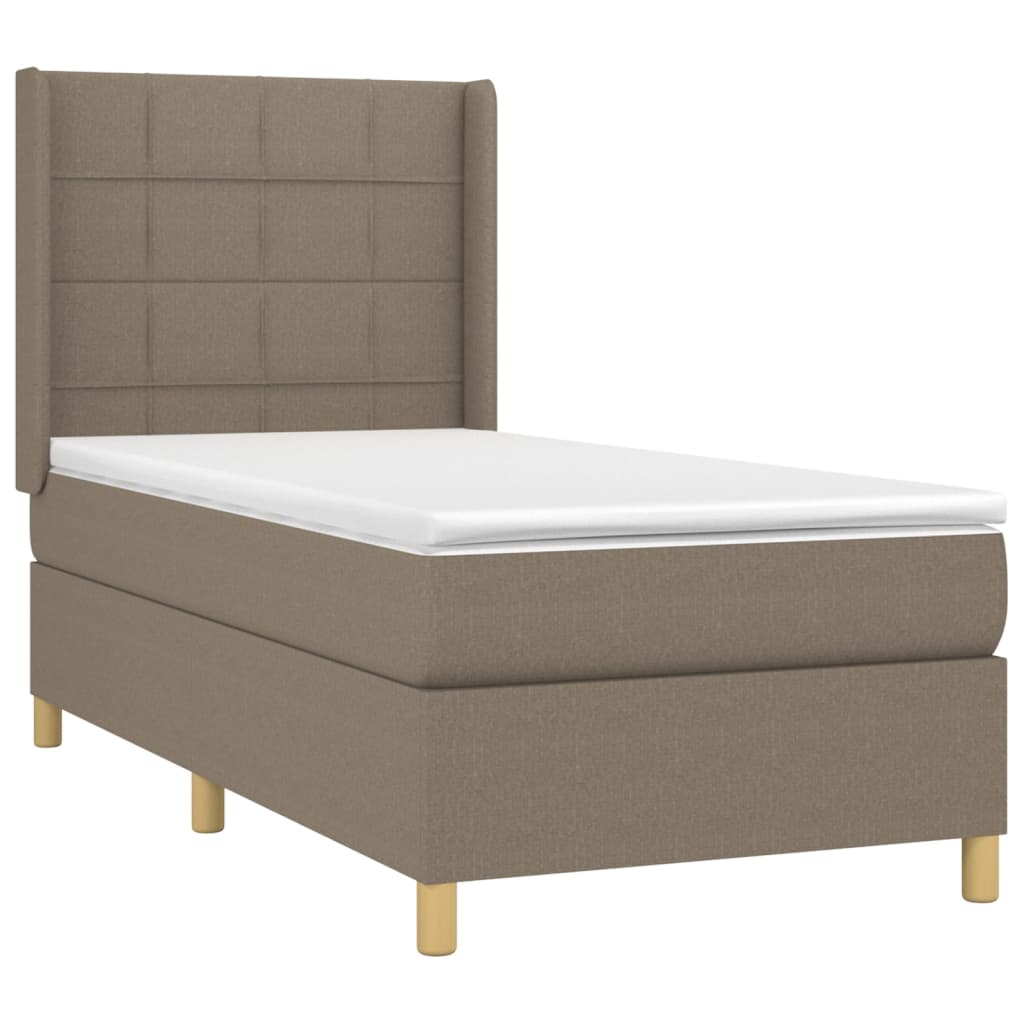 vidaXL Cama box spring con colchón tela gris taupe 90x190 cm