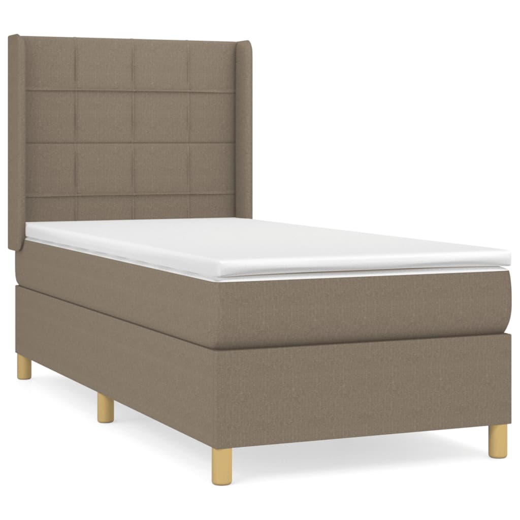 vidaXL Cama box spring con colchón tela gris taupe 100x200 cm