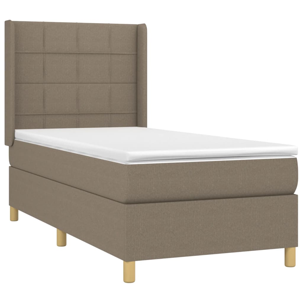 vidaXL Cama box spring con colchón tela gris taupe 100x200 cm