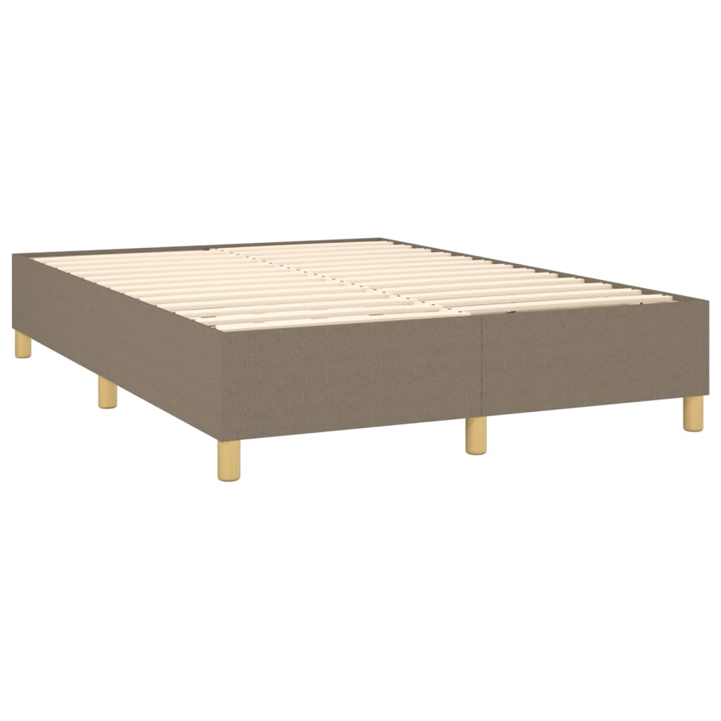 vidaXL Cama box spring con colchón tela gris taupe 140x190 cm