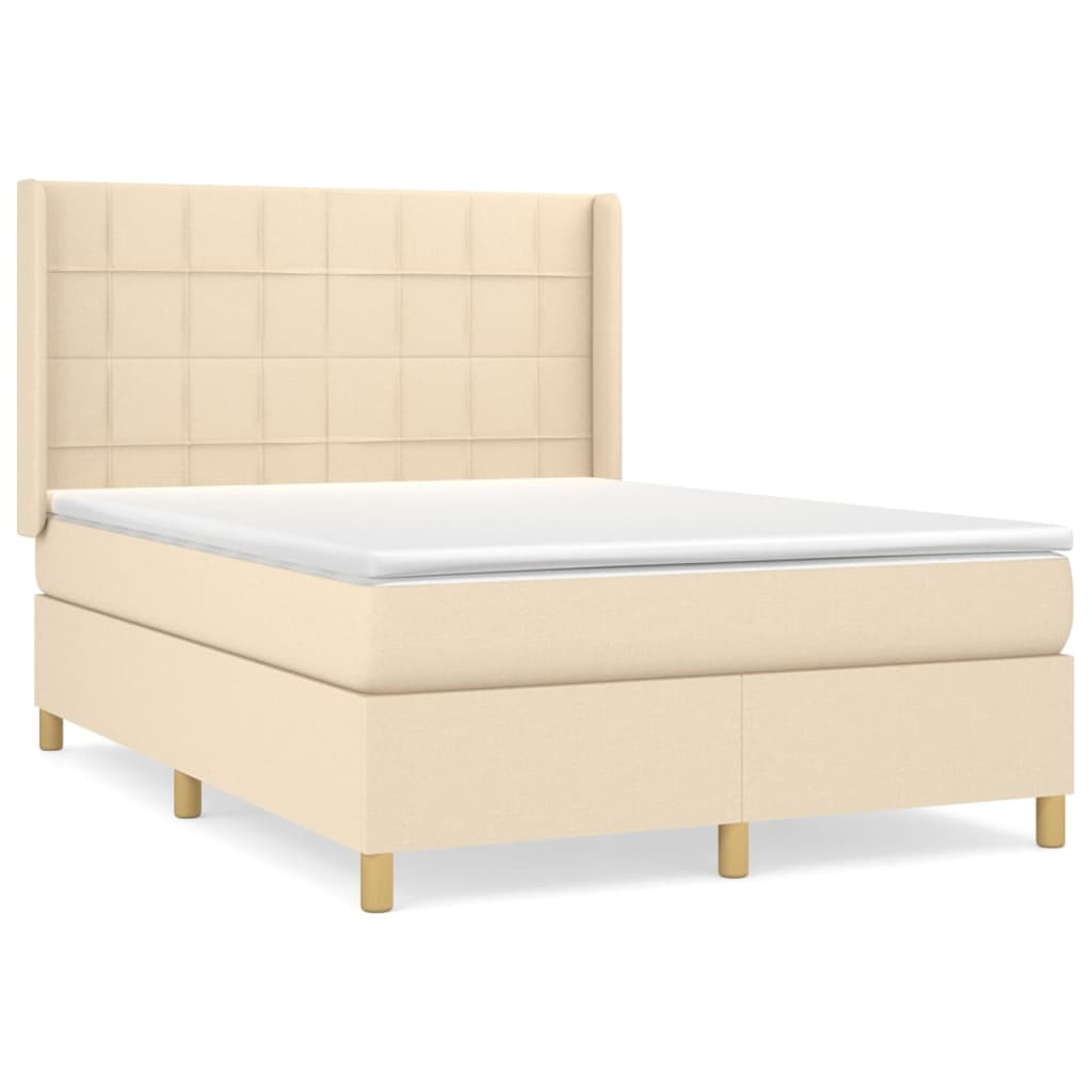 vidaXL Cama box spring con colchón tela color crema 140x190 cm