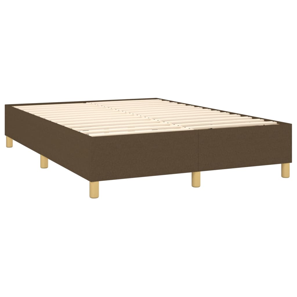 vidaXL Cama box spring con colchón tela marrón oscuro 140x200 cm