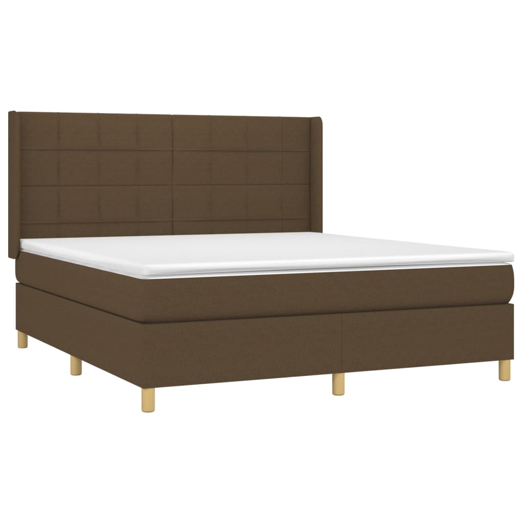 vidaXL Cama box spring con colchón tela marrón oscuro 180x200 cm