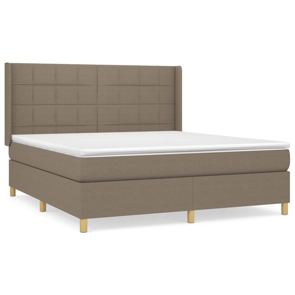 vidaXL Cama box spring con colchón tela gris taupe 180x200 cm