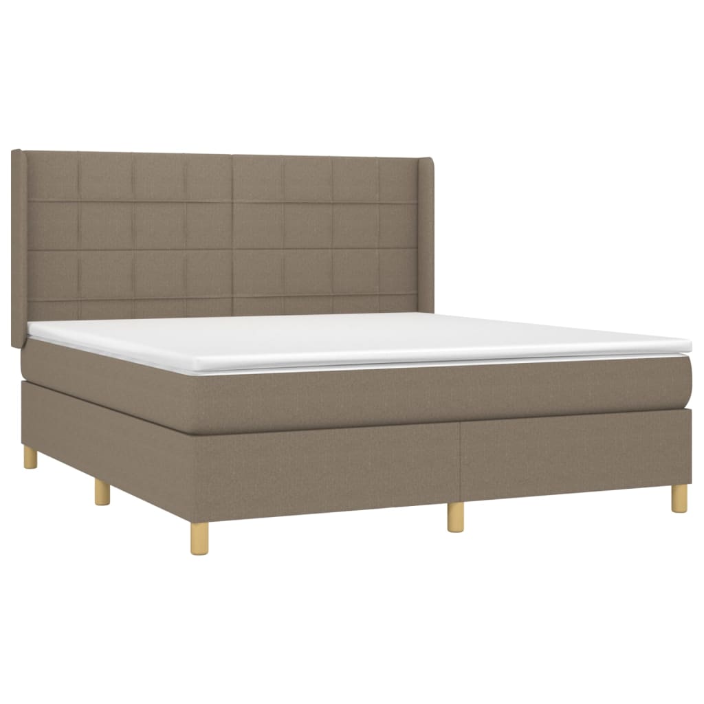 vidaXL Cama box spring con colchón tela gris taupe 180x200 cm