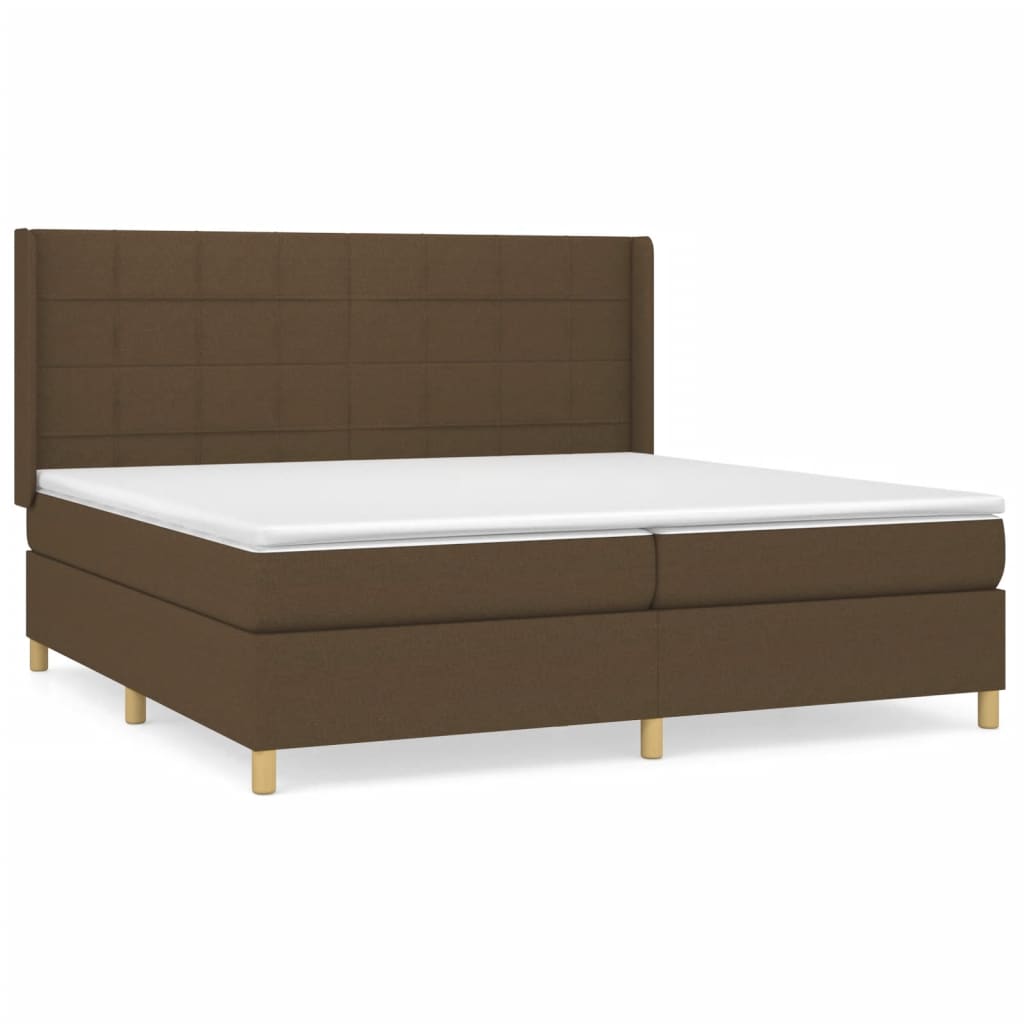 vidaXL Cama box spring con colchón tela marrón oscuro 200x200 cm