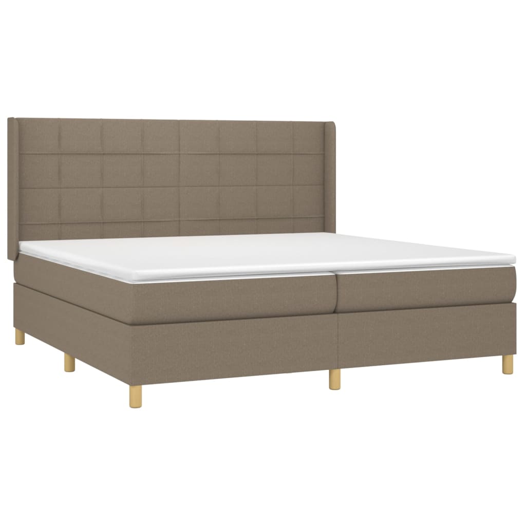 vidaXL Cama box spring con colchón tela gris taupe 200x200 cm