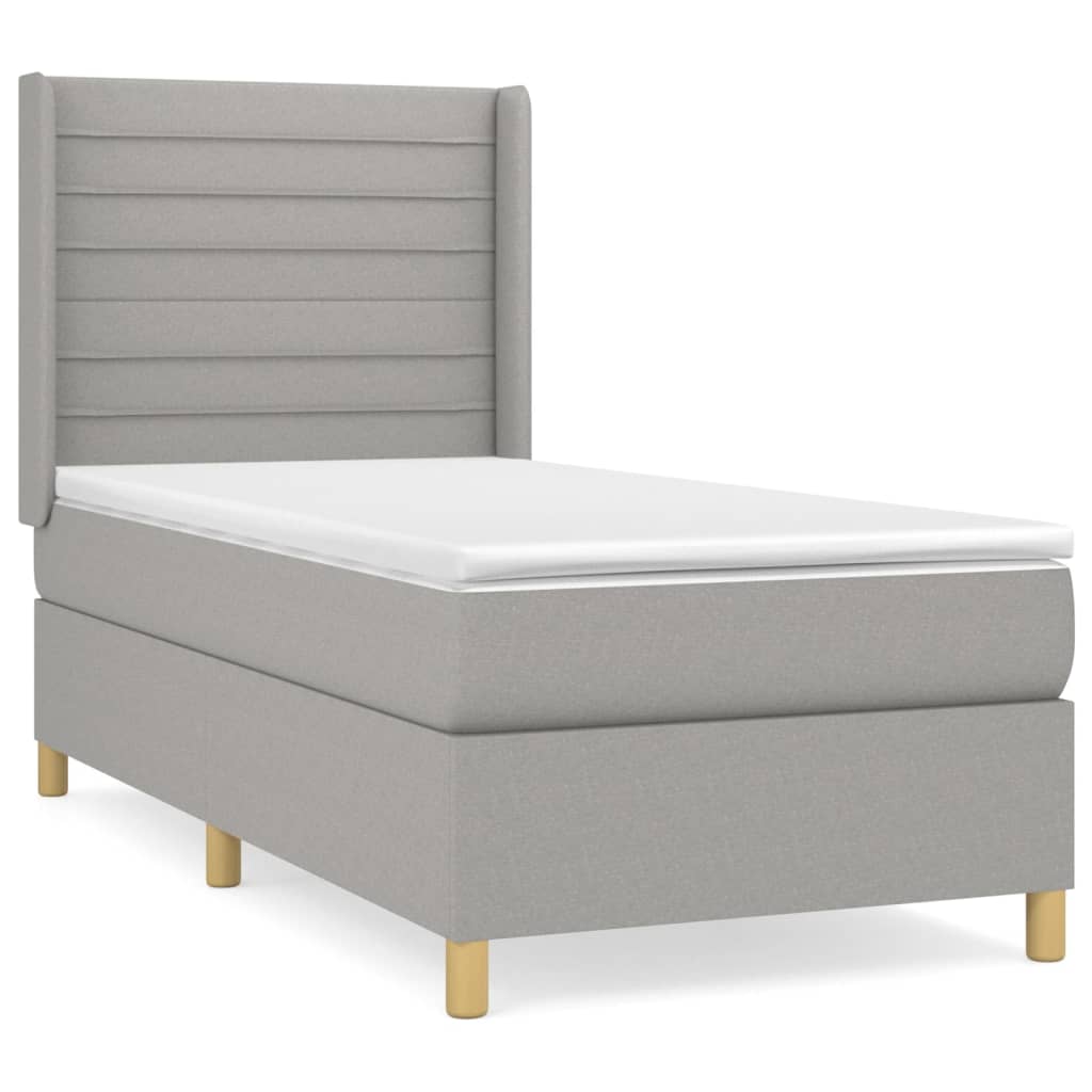 vidaXL Cama box spring con colchón tela gris claro 90x190 cm