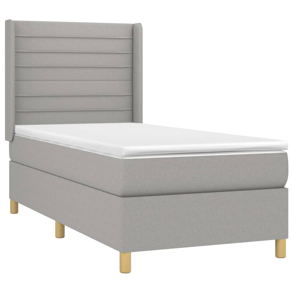 vidaXL Cama box spring con colchón tela gris claro 90x190 cm