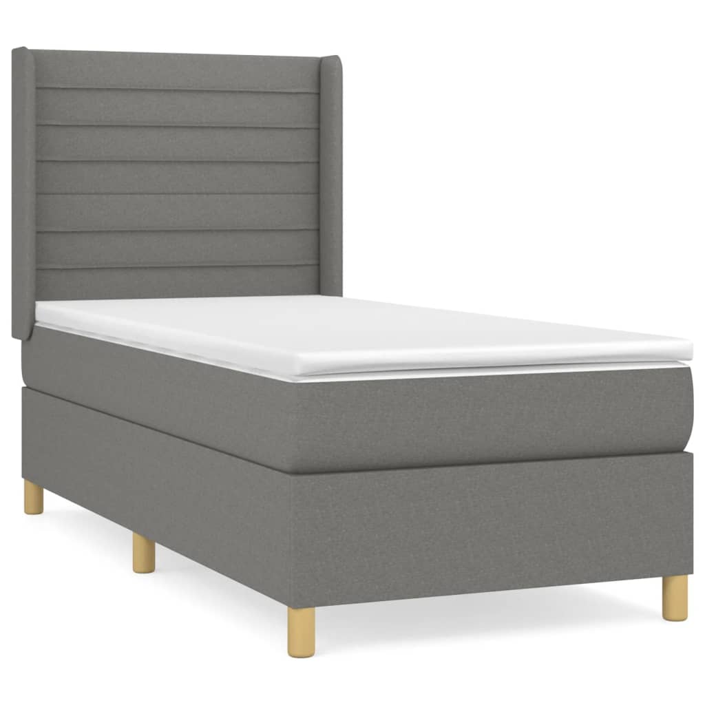 vidaXL Cama box spring con colchón tela gris oscuro 90x190 cm