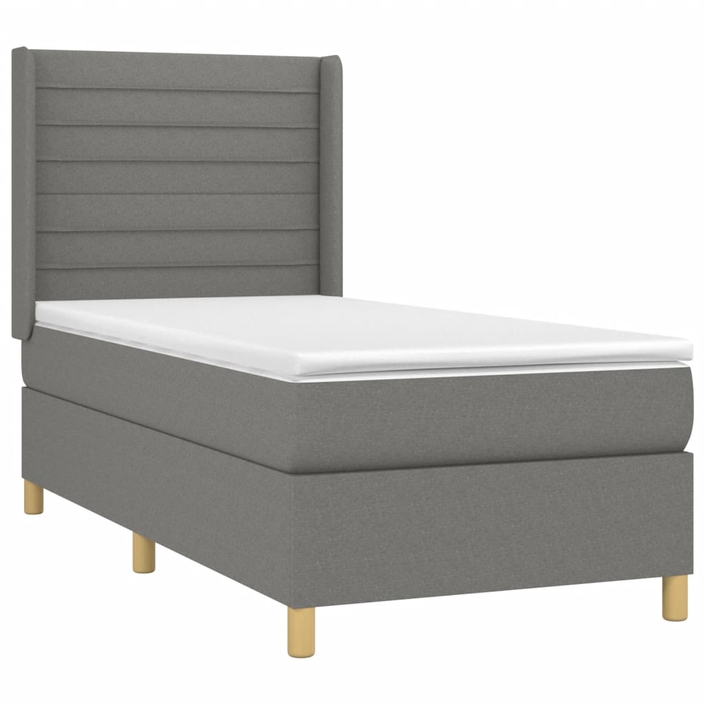 vidaXL Cama box spring con colchón tela gris oscuro 90x190 cm