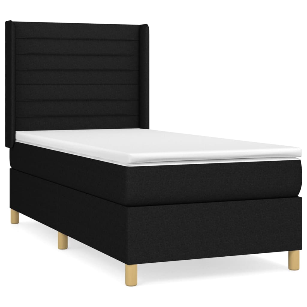 vidaXL Cama box spring con colchón tela negro 100x200 cm