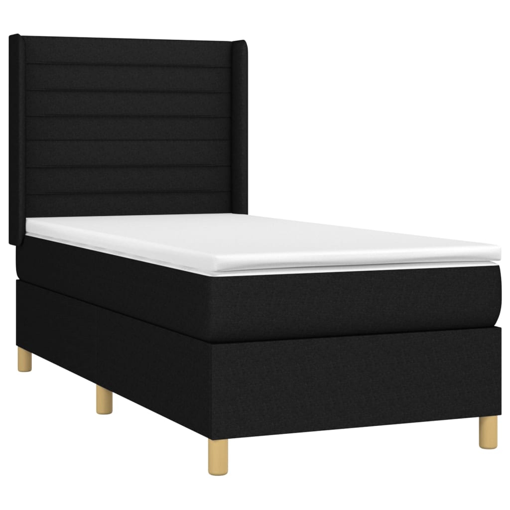 vidaXL Cama box spring con colchón tela negro 100x200 cm